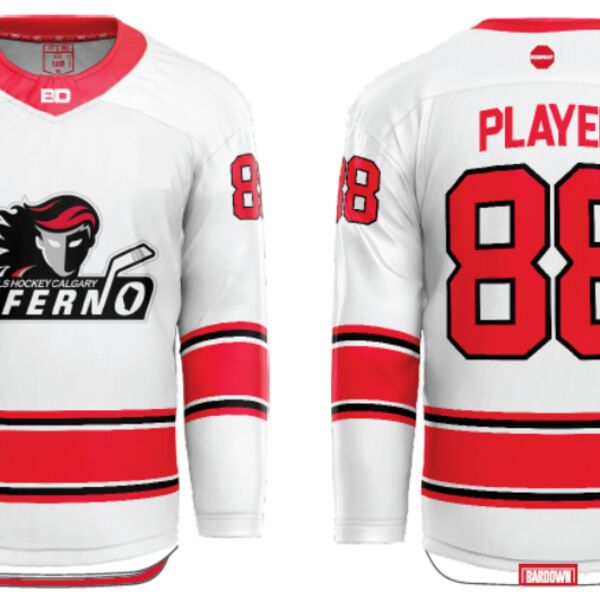 Jr. Inferno-GHC-Sublimated Hockey Jersey with Scoop - A1-White - Youth Thumbnail