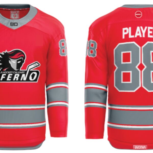 Jr. Inferno-GHC-Sublimated Hockey Jersey with Scoop - H4-Red - Youth Thumbnail